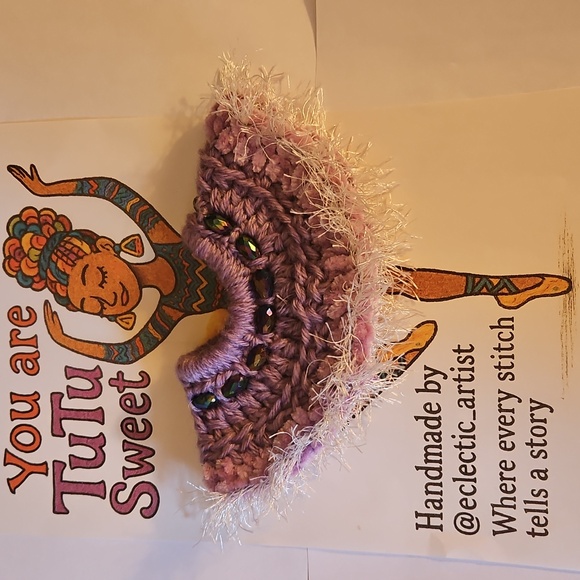 Balletcore Tutu Scrunchie Handmade Purple Ballerina Bun accessory Upcycled Beads - Picture 7 of 17